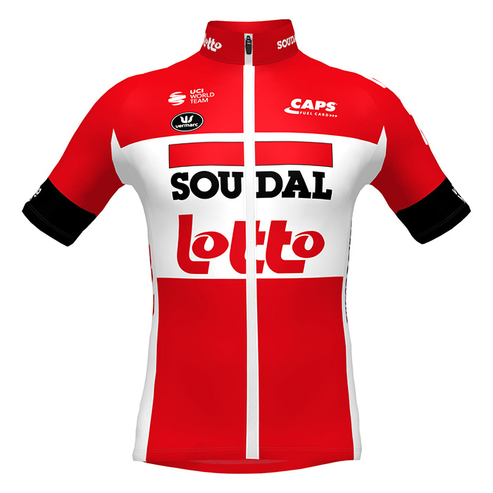 2022 Fahrradbekleidung Lotto Soudal Rot Trikot Kurzarm und Tragerhose - zum Schließen ins Bild klicken